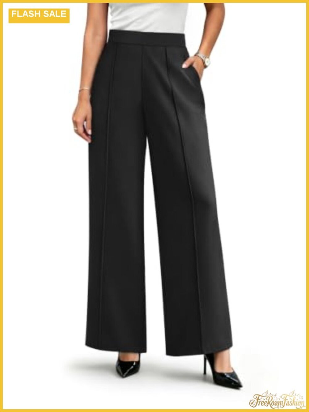Wide Leg Dress Pants for Women Business Casual High Waisted Work Slacks